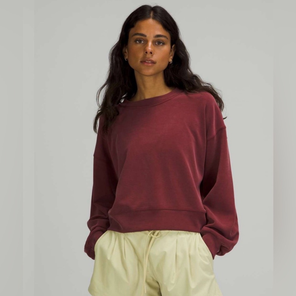 Lululemon Perfectly Oversized Cropped Crew *Softstreme | Red Merlot | Size M/L